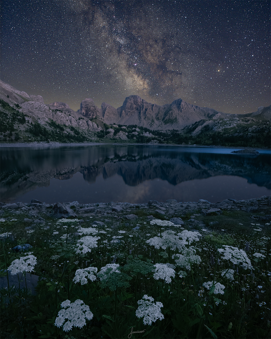 The Milky Way shining over Lac d'Allos
